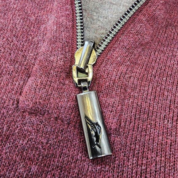 Tommy Bahama Sweater Mens XL Red Brown 1/4 Zip Reversible Mock Neck Pullover - Picture 13 of 16